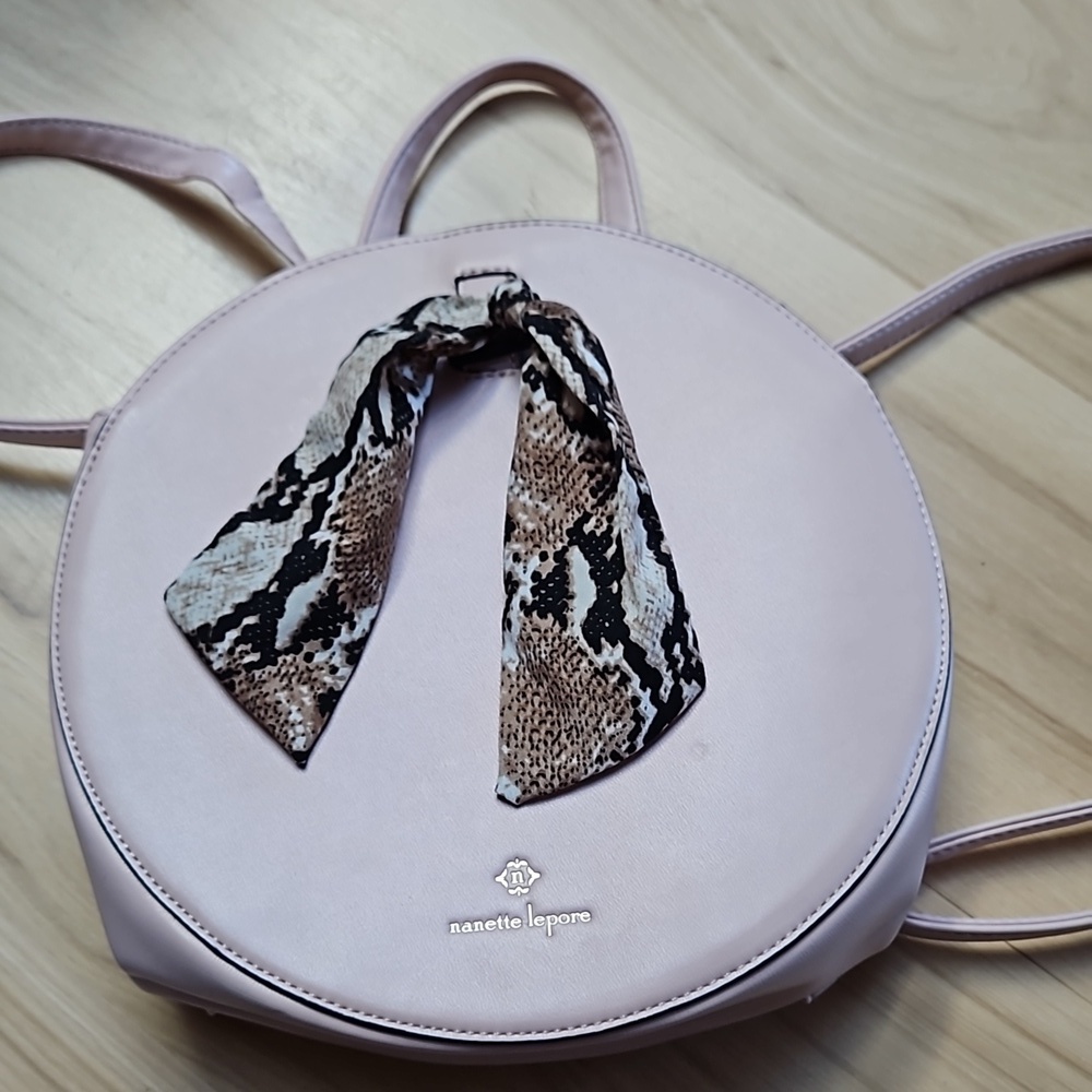 Nanette Lapore adjustable Fun Round Pink backpack Purse - Picture 7 of 8